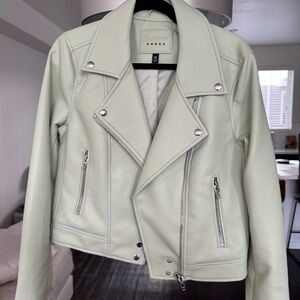 NWOT - mint green leather jacket